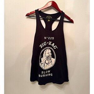 Zig-Zag Original Mens XL Black Racerback Tank Scoop Neck Graphic Logo Gym